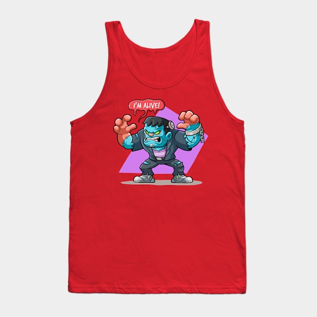 Frankenstein's Terrifying Awakening Tank Top by Popon85